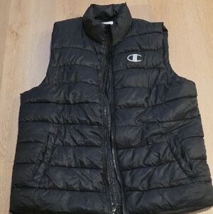 Black Champion Reflective Vest Puffer Jacket